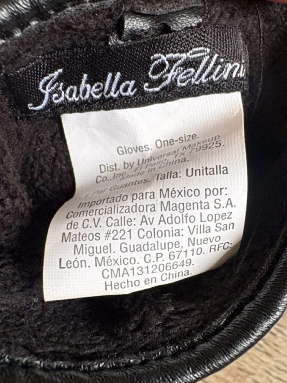 Isabella Fellini Classic Black Vegan Faux Leather Women’s Outdoor Stylish Gloves